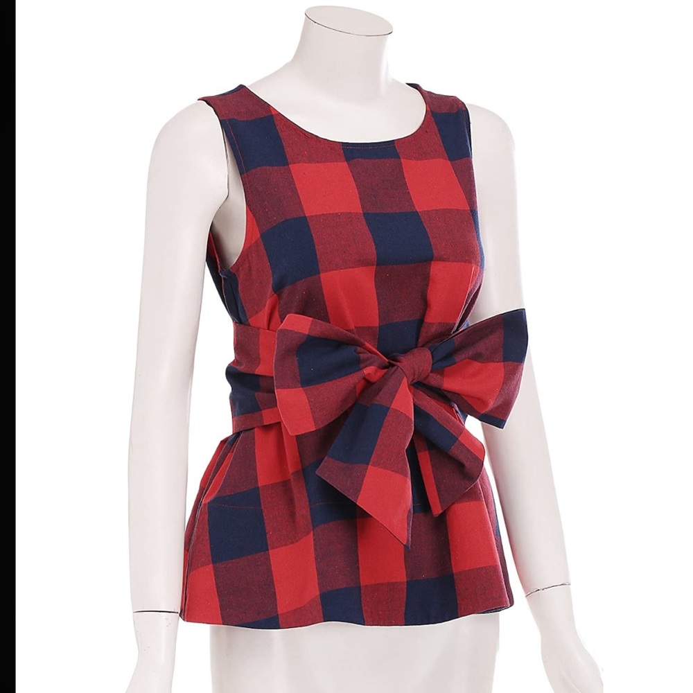 ❗️3/15 Sale❗️NWOT Red and Navy Plaid Sleeveless Top, size Large